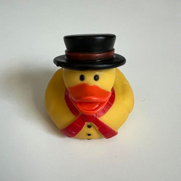 Rubber Duckie Winter Holiday Christmas Black Top Hat & Red Scarf  NWT - Picture 1 of 5